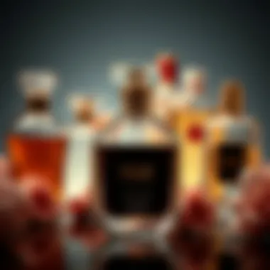 A collage of historical perfume advertisements showcasing their evolution