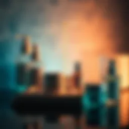 Illustration of pH scale with skin care products