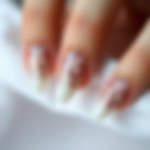 Elegant acrylic nail design showcasing intricate patterns