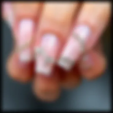 Gel nails with a glossy finish and artistic embellishments