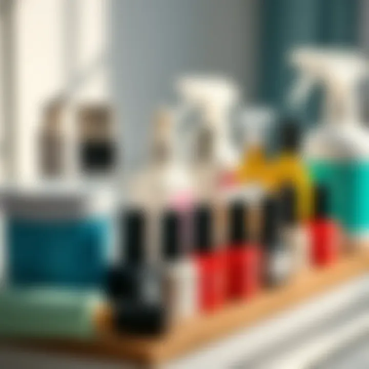 Nail care products displayed for maintaining artificial nails