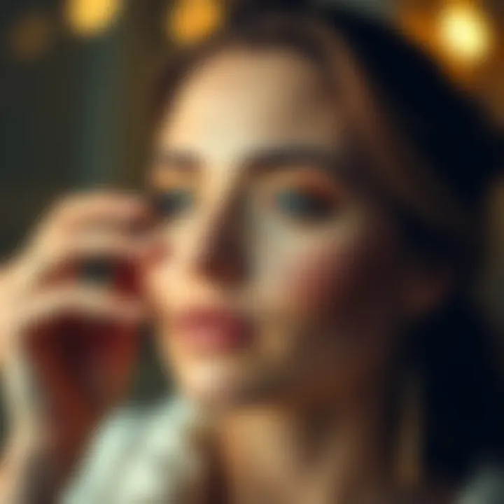 Achieving a Flawless Look with Powder A flawless makeup application showcasing the finishing touch of powder.