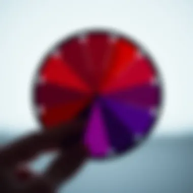 Color Theory: Red and Purple Dynamics A color wheel showcasing the relationship between red, purple, and their resultant color