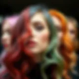 Vibrant hair color spectrum showcasing diverse shades