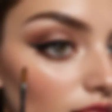 Close-up of makeup brush applying eyeshadow on eyelid