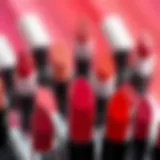 Color swatches of popular lipstick shades