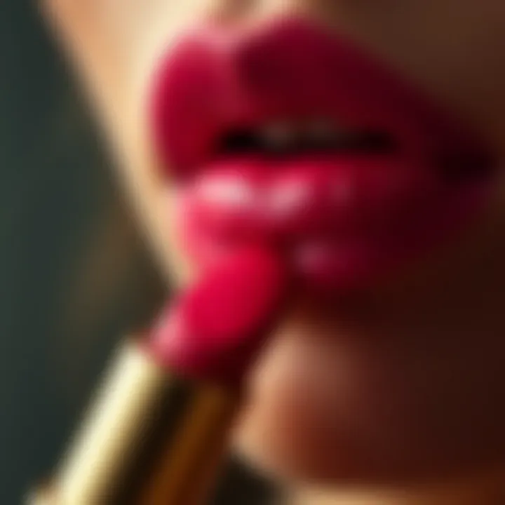 Close-Up of Lipstick Application A close-up of lipstick applying on lips with a focus on color