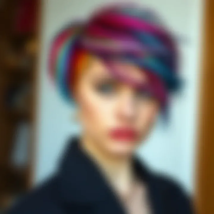 Colorful layered haircut showcasing volume and flair