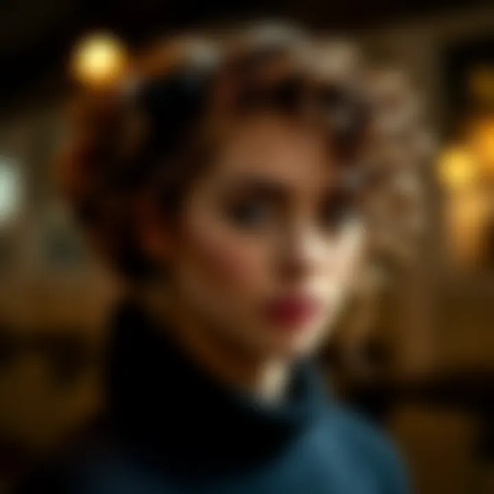 Textured curls styled into a chic updo