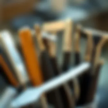 Variety of Straight Razors for Hairstyling Selection of various straight razors for hairstyling