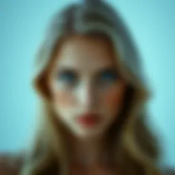 A woman with golden hair and blue eyes, embodying beauty standards.