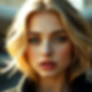 Radiant blonde skin with subtle makeup enhancements