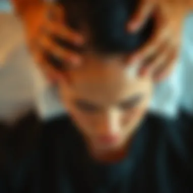 Artistic depiction of techniques for effective scalp massage