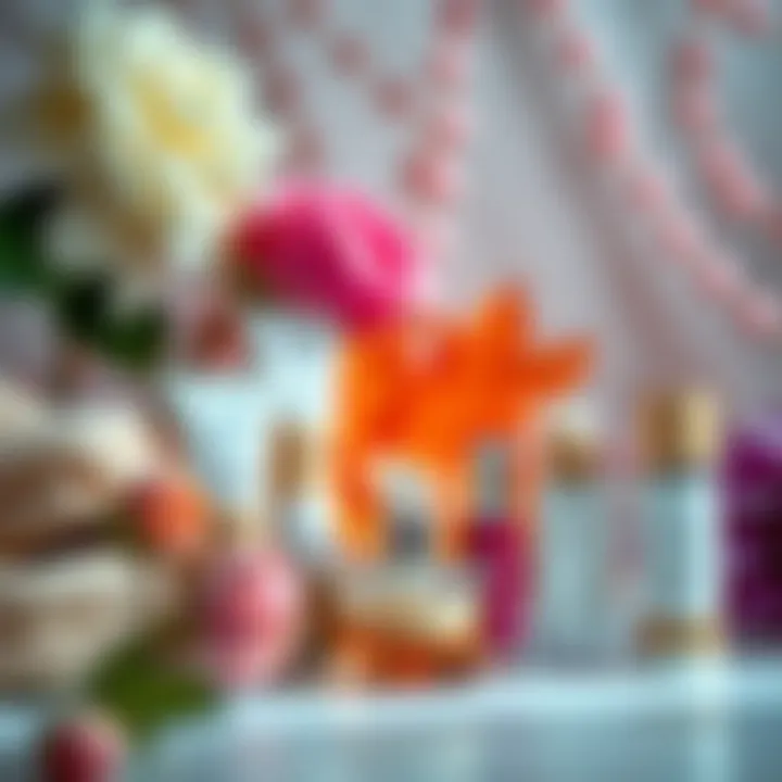 An elegant display of beauty products arranged by seasonal color themes