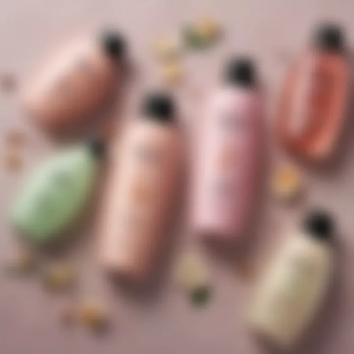 Illustration of various shampoo bottles showcasing different ingredients.