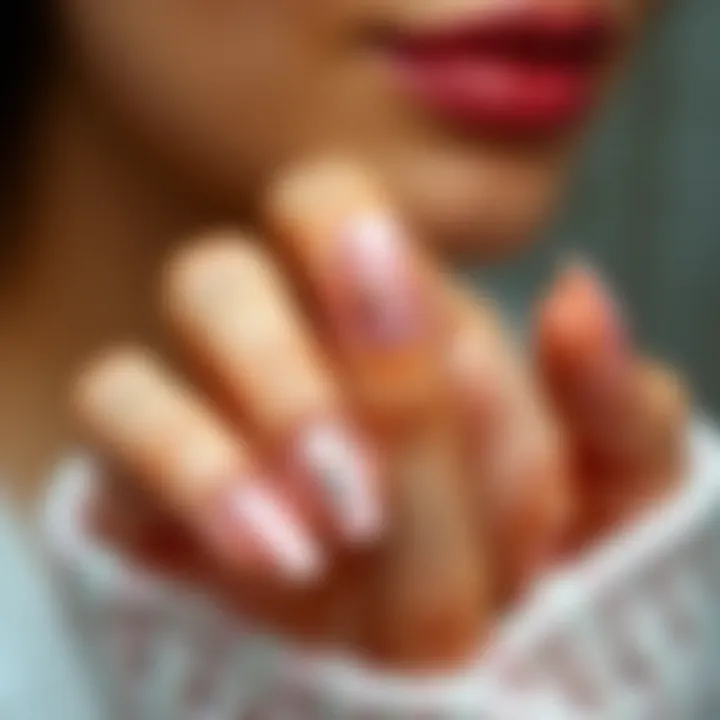 Stylish short artificial nails in various designs and colors