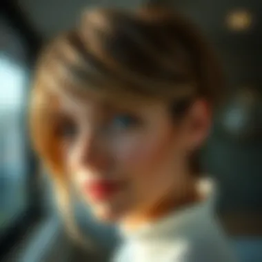 Trendy short haircut with layered highlights