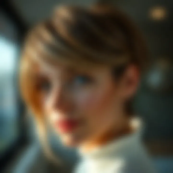 Trendy short haircut with layered highlights