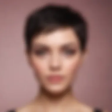 Short pixie cut highlighting facial features