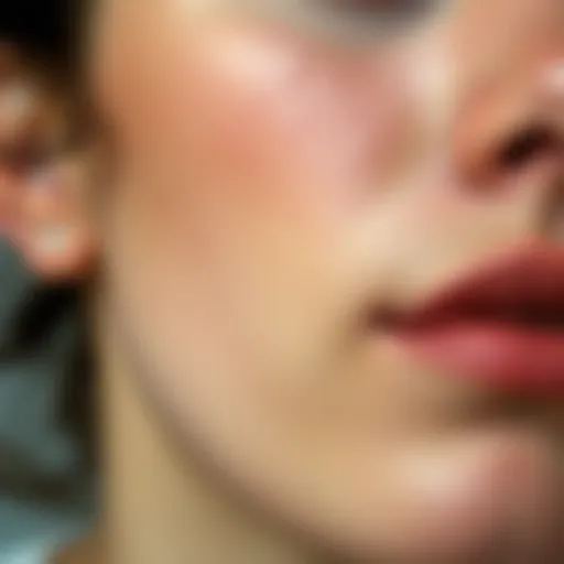 Close-up of skin showing acne scars