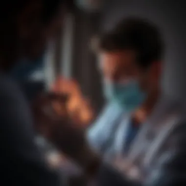 Dermatologist Examining Skin Condition A dermatologist examining a patient’s skin condition