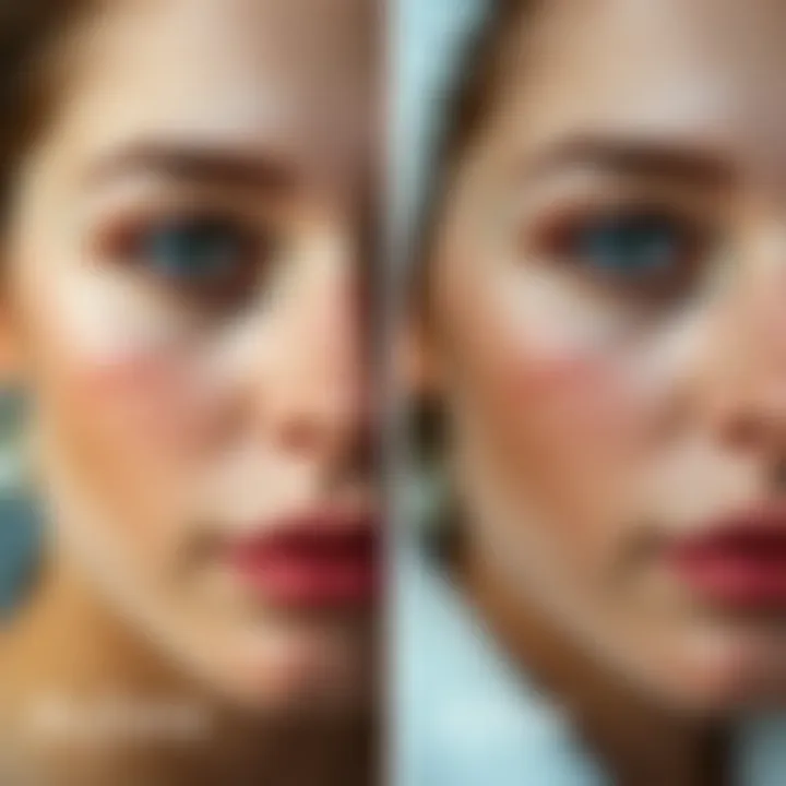 Before and After Acne Scars Treatment Before and after comparison of skin treated for acne scars