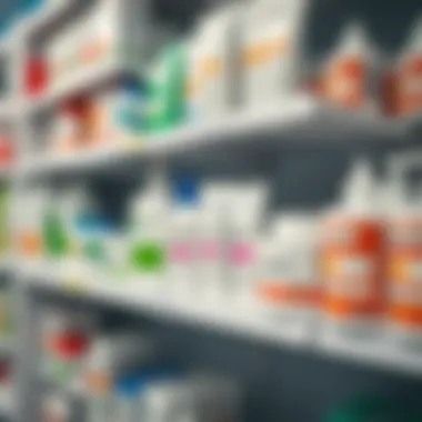 Pharmacy Shelf with Acne Creams An assortment of acne treatment creams on a pharmacy shelf