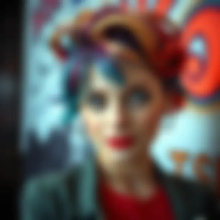 Stylish individual flaunting unique six-color hairstyle