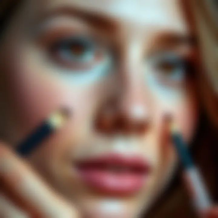 Close-up of a skin type analysis for makeup application.