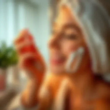 Woman enjoying her skincare routine