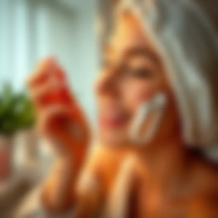 Woman enjoying her skincare routine