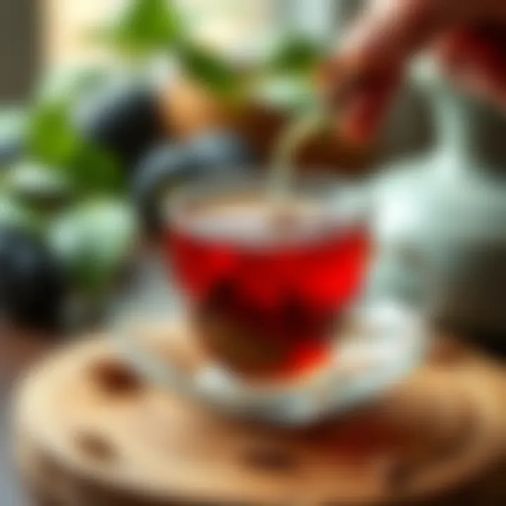 Steeping herbal tea in a cup