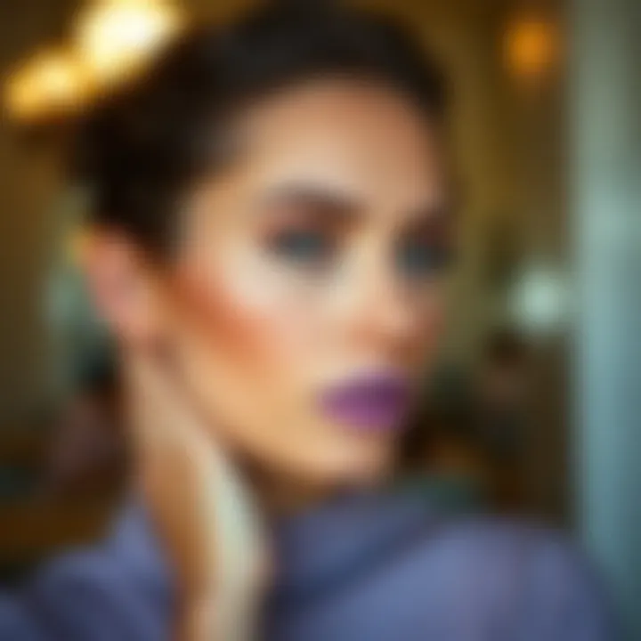 Chic Makeup Look with Lilac Lipstick Stylish makeup look featuring lilac lipstick