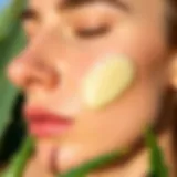 Soothing aloe vera gel application on sunburned skin