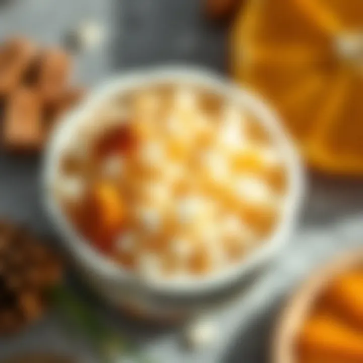 A close-up of sunscreen ingredients showcasing natural elements