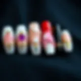 An elegant display of various nail tips showcasing different designs.