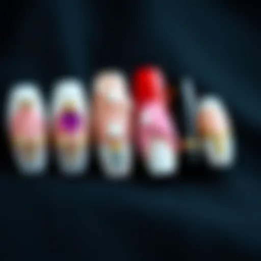 An elegant display of various nail tips showcasing different designs.