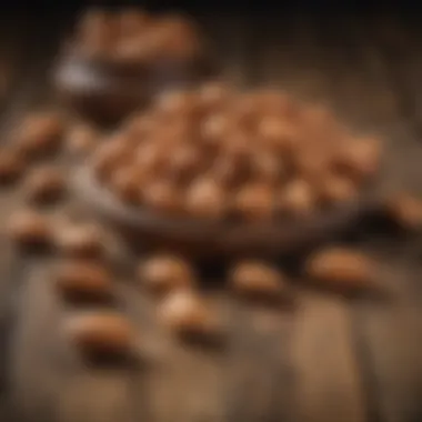 Sweet almonds on a wooden table