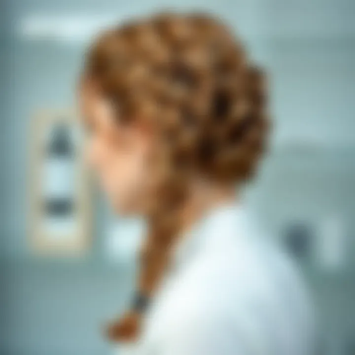 Texture and volume in a reverse braided hairstyle