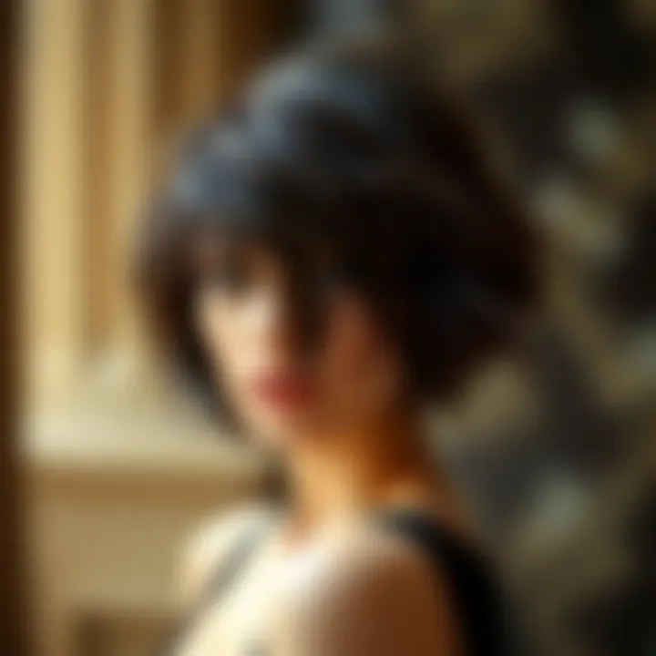 Elegant tousled short hairstyle with side bangs