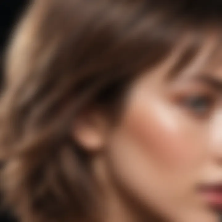 Close-up of triangular haircut detailing the texture and volume.