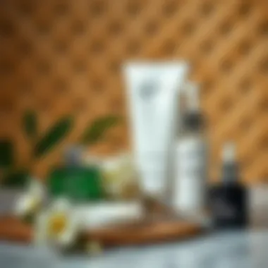 Skincare products for reducing razor marks Illustration of skincare products for healing razor marks