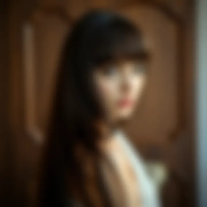 Elegant Long Hair Styled with Curtain Bangs Elegant long hair styled with curtain bangs