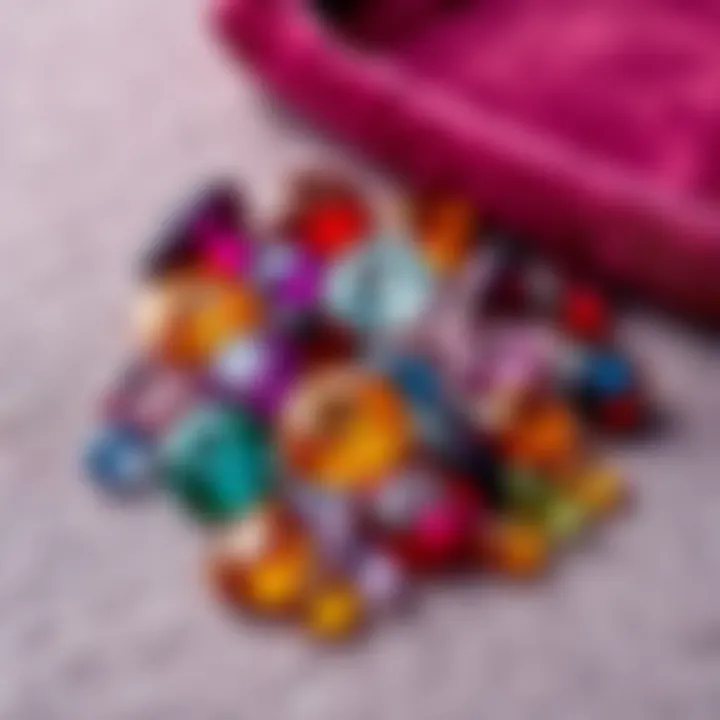 Gemstone Assortment An assortment of different gemstones arranged on a velvet background highlighting their colors and textures.