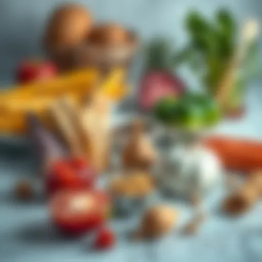 Illustration of various food items that contribute to fat accumulation