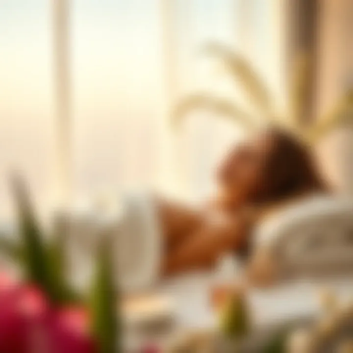 A serene setting promoting relaxation and skin care