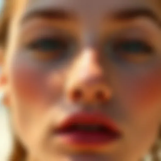 A close-up of skin showcasing discoloration due to sun exposure