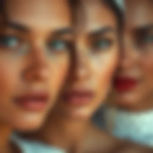 A close-up of warm skin tones showcasing various shades